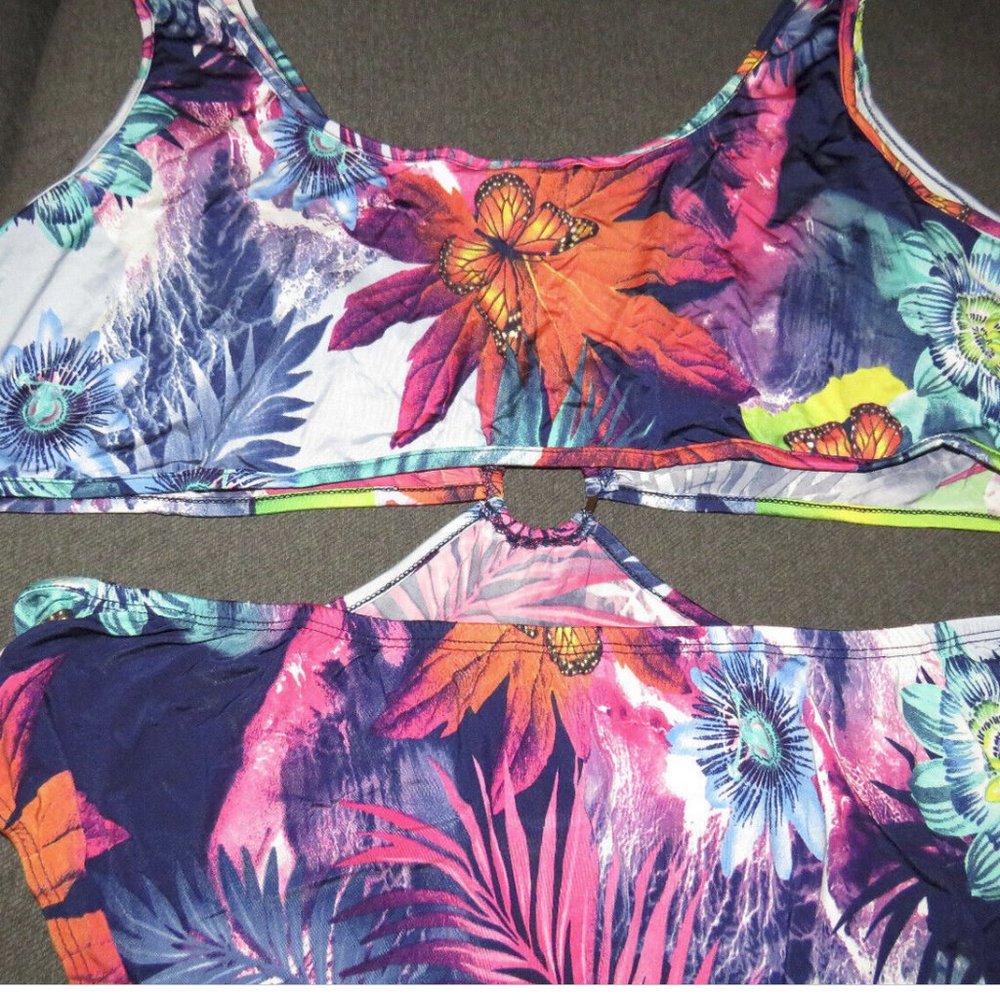 Tropical Butterfly Print Sexy Bodysuit, Ashley Stewart, NWT - Picture 8 of 9
